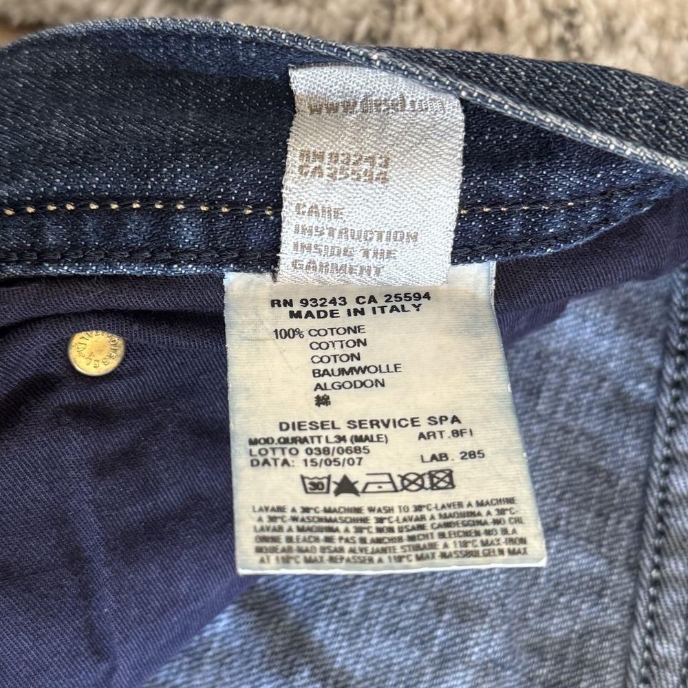 Vintage Diesel Quratt Jeans Men's 32x34 Dark Wash Faded Straight Leg Italy Y2K - Picture 7 of 13